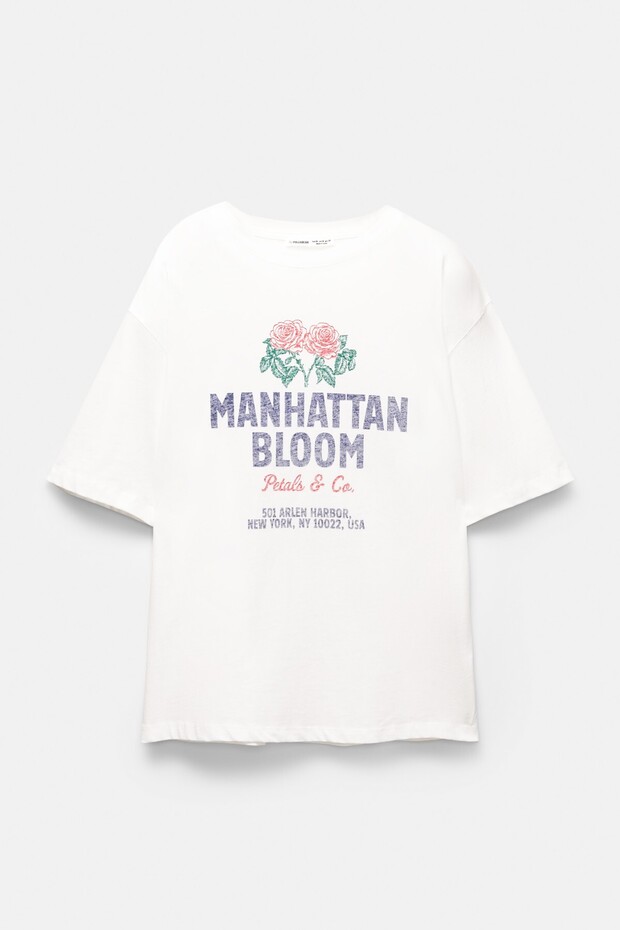 Manhattan Bloom yazılı t-shirt - 5