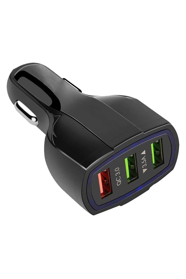 Incarcator auto, 3xUSB, plastic, negru - 2