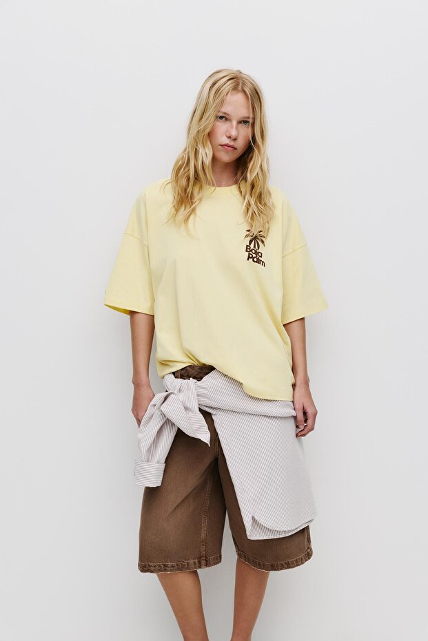 Palmiye baskılı t-shirt - 1