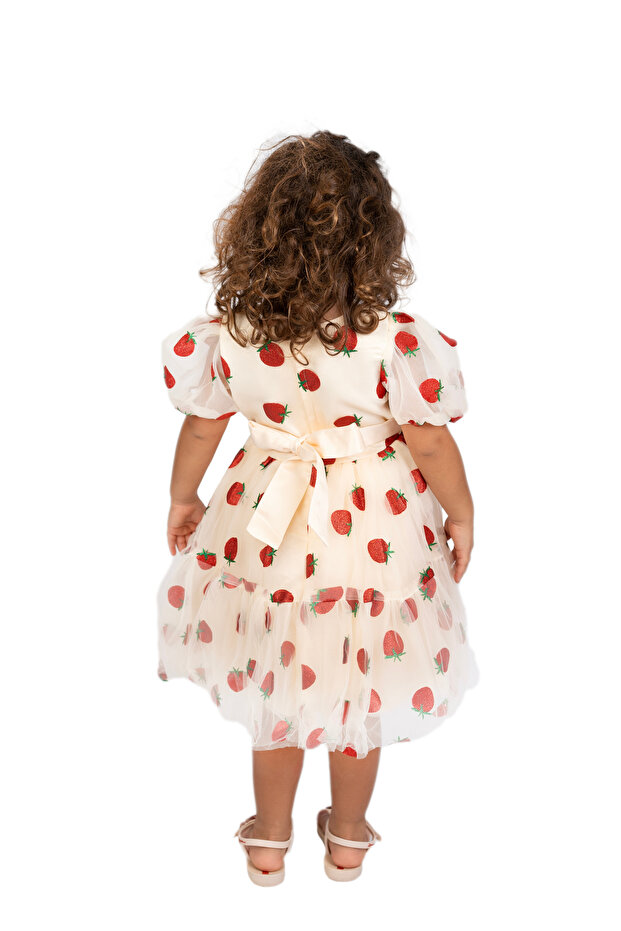 فستان أبيض مطبوع عليه توت النجوم - 3