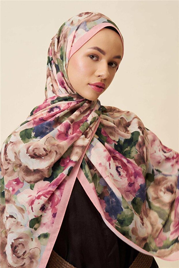 Vera Pattern Thin Cotton Shawl - 1