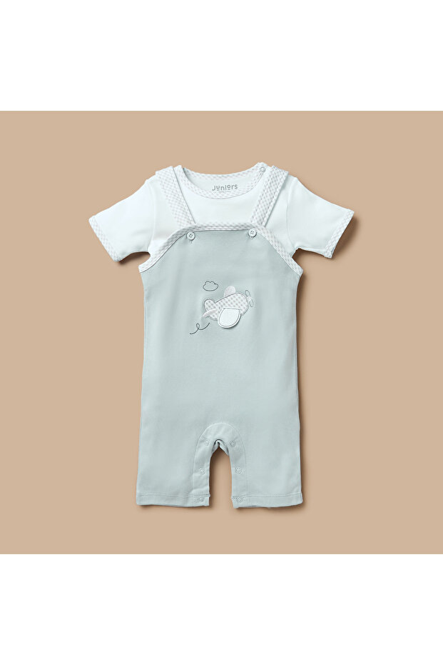 طقم تي شيرت ودنغري سادة - 1