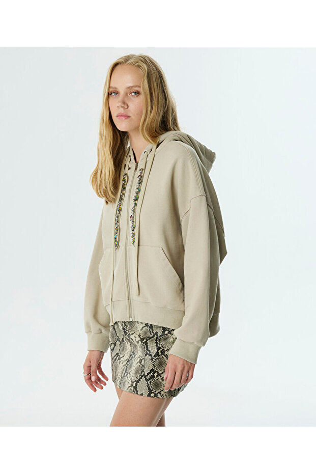 İŞLEMELİ KORDONLU SWEATSHIRT - 2