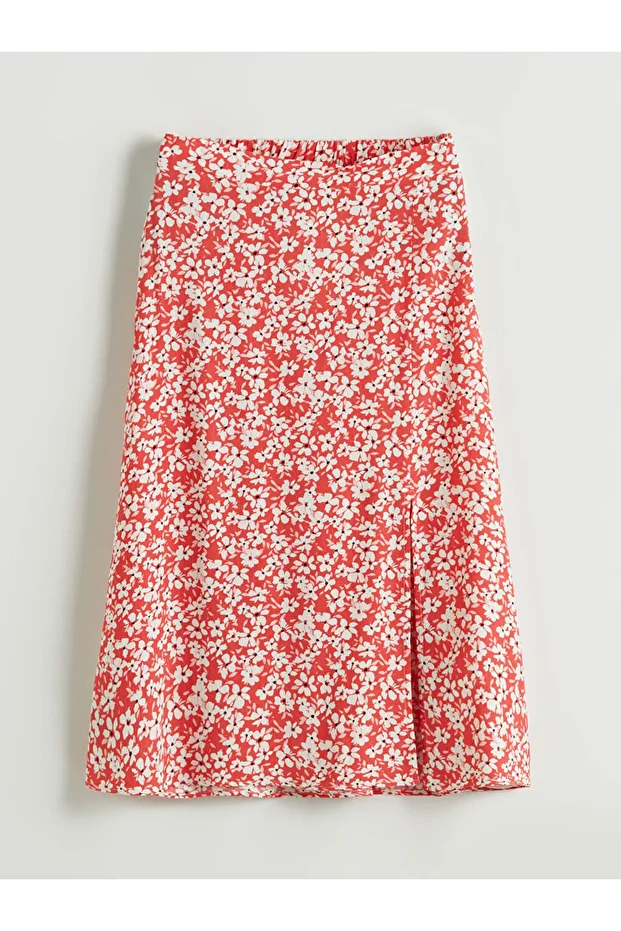 Create Your Style from Uzg Store |   Patterned Slit Skirt with Elastic Waist - 1