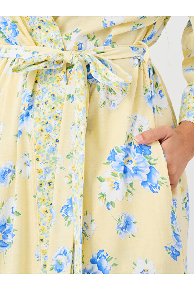 رداء بحزام مطبوع عليه زهور بالكامل - 3