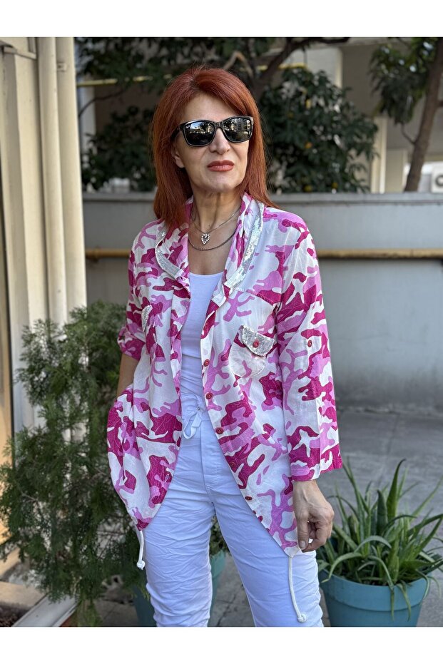 Kamuflaj Viskon Kapüşonlu Gömlek - 3