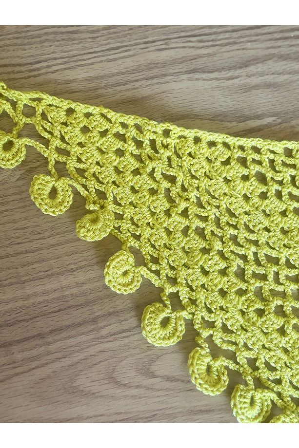 El Yapımı Gold Sarı Örgü Bikini Takımı + Bandana Hediyeli – M/L - 8