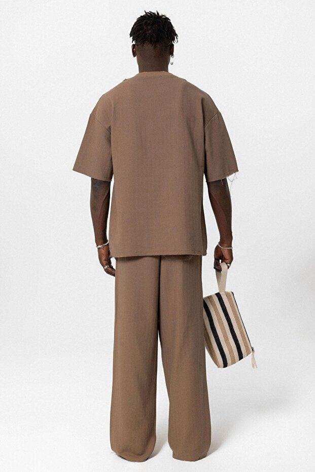 Basıc Oversize Keten Takım Kahve - 3