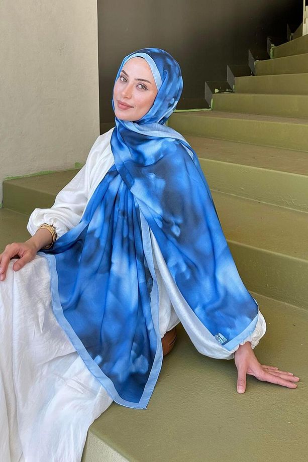 Batik Desen Soft Şal Kot Mavisi - 1