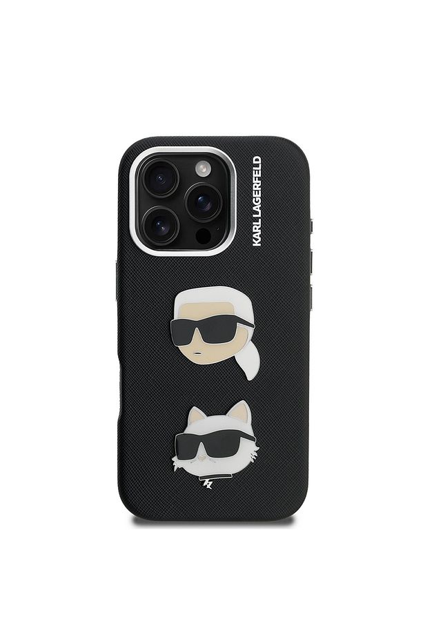 iPhone 16 Pro Max Uyumlu Kılıf Karl Lagerfeld Lisanslı K&C Heads Pin Kapak Siyah - 3
