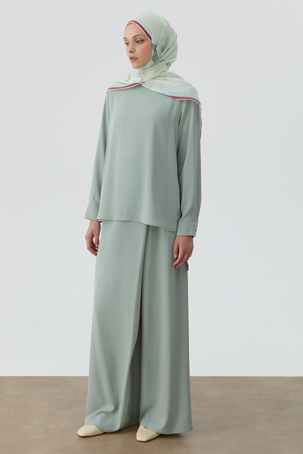 Anvelop Pileli Pantolon - Mint - 3