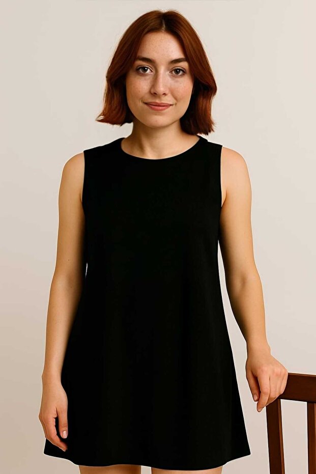 Mini Keten Elbise - 1