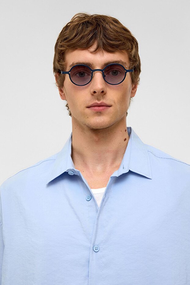 Basic Oversize Kısa Kollu Modal Gömlek Bebe Mavi - 3