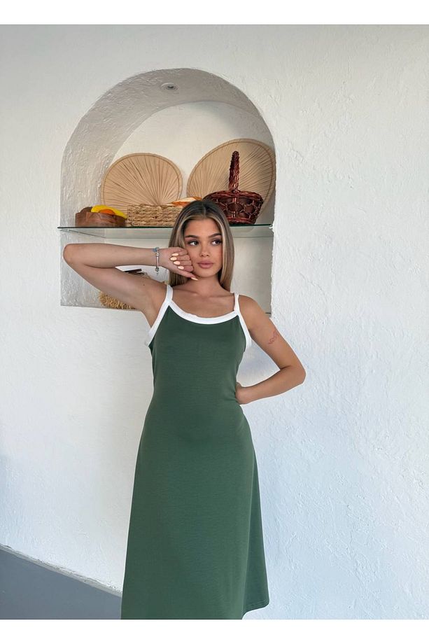 İnce Askılı Modal Kumaş Kadın Midi Elbise - 2