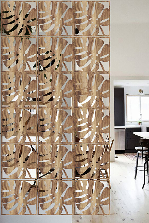 Ahşap Seperatör Sarkıt Panel Paravan Levha Seti 4 Adet Lazer Desen Seçenekli - 012 - 1