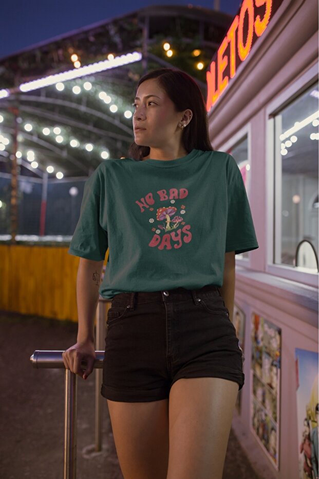 Men/Women No Bad Days Transfer Printed Round Neck Short Sleeve T-Shirt