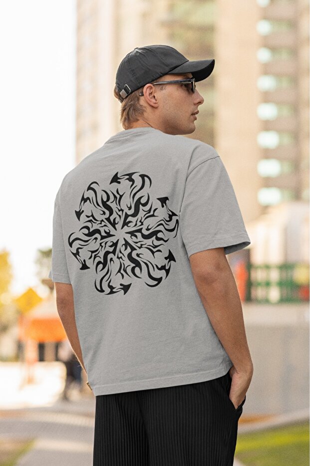 Men/Women Tattoo Transfer Printed Round Neck Short Sleeve T-Shirt