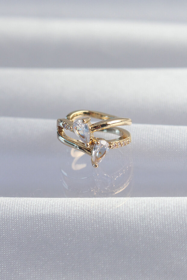 Brass Gold Color Zircon Stone Drop Earcuff Earrings - Tj-Bkp9335