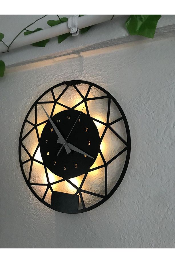 Minimalist Led Işıklı Ahşap Duvar Saati - 2