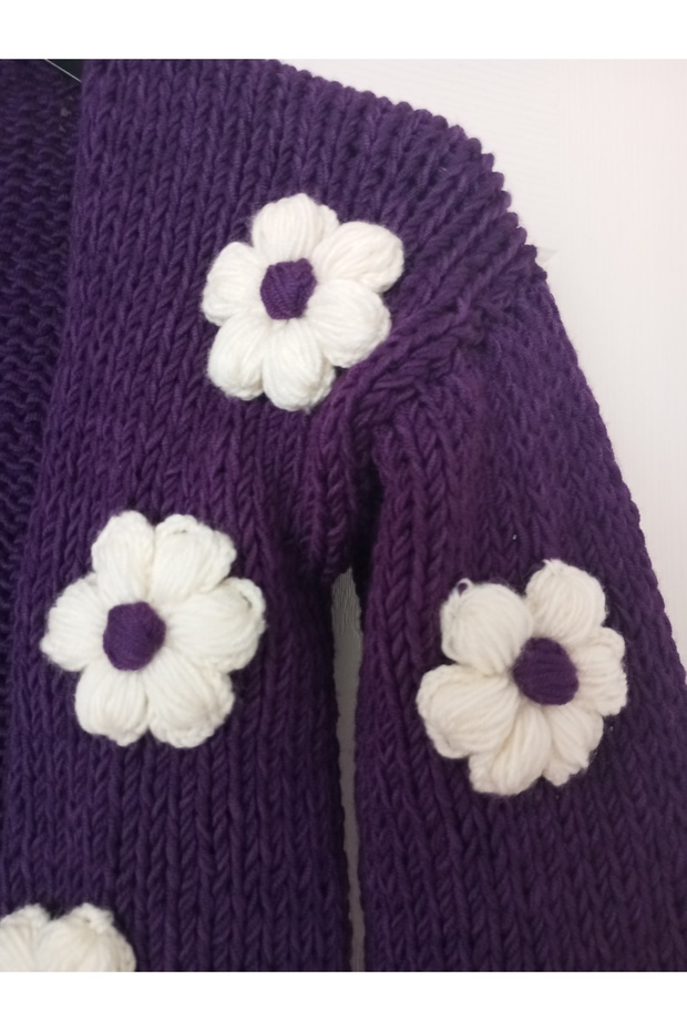 Papatyalı mor hırka - 3