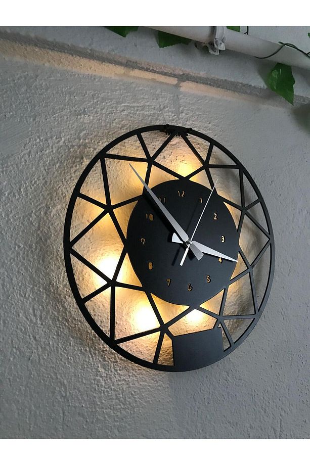 Minimalist Led Işıklı Ahşap Duvar Saati - 1