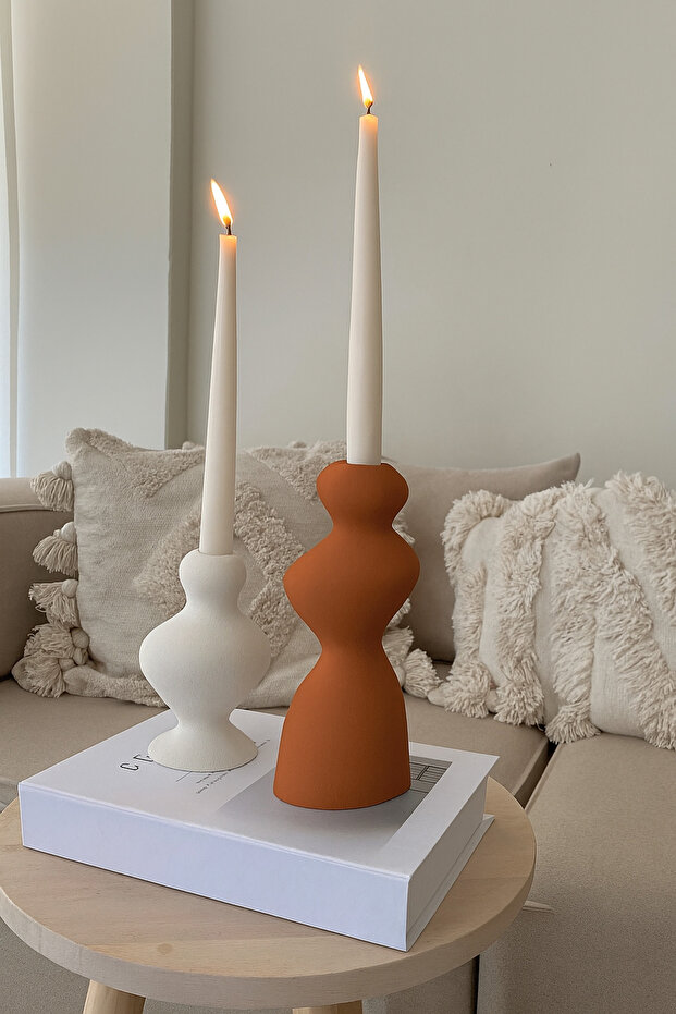 Dalgalı Şamdan & Mumluk Seti - 4
