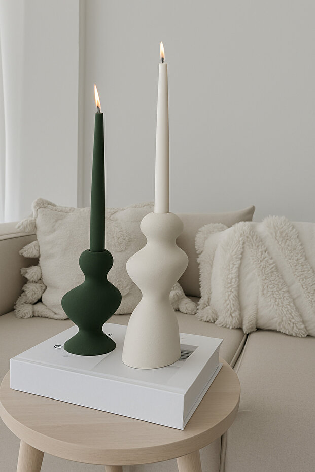 Dalgalı Şamdan & Mumluk Seti - 3