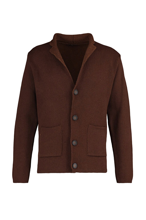 Tarçın Regular Fit Yünlü Yaka Triko Hırka TMNAW22HI0140 - 6
