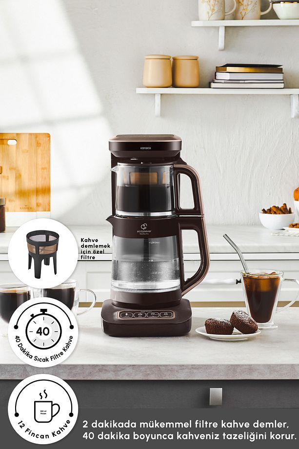 Çaysever Robotea Pro Connect 4 in 1 Konuşan Cam Çay Makinesi Walnut Brown Kahvarengi - 8