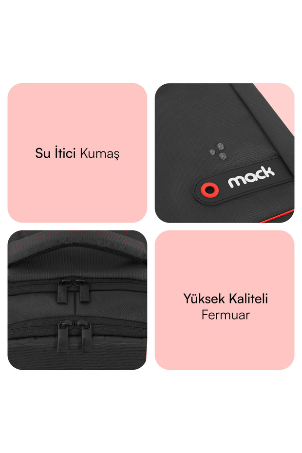 MCC-007 17.3" Office USB Girişli Notebook Sırt Çantası Siyah - 7