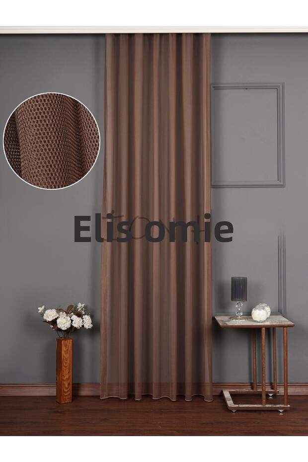 Taupe color -colored Greek Tulle Ruched with Drapery Curtain Trim (Tie)