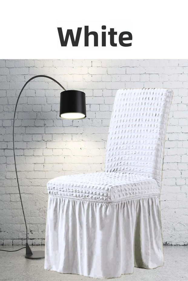 6 Pieces of Crinkled Chair Cover . Washable Chair Covers with Stretch Fabric Waistband and Lycra Skirt.