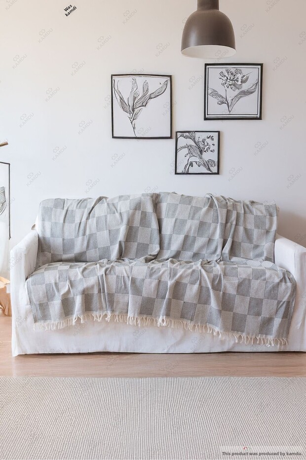 180X200 cm Plaid Pattern Sofa Cover, Cotton Sofa Cover, Luxury Sofa Cover