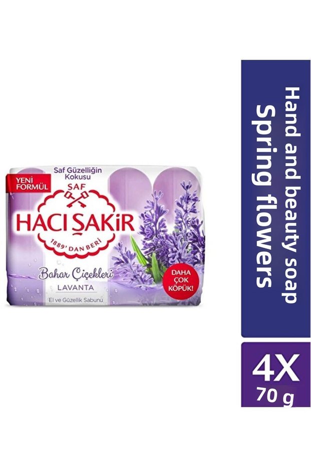 Haci Sakir Spring Flowers Lavender Hand and Beauty Soap 4X70 Gr