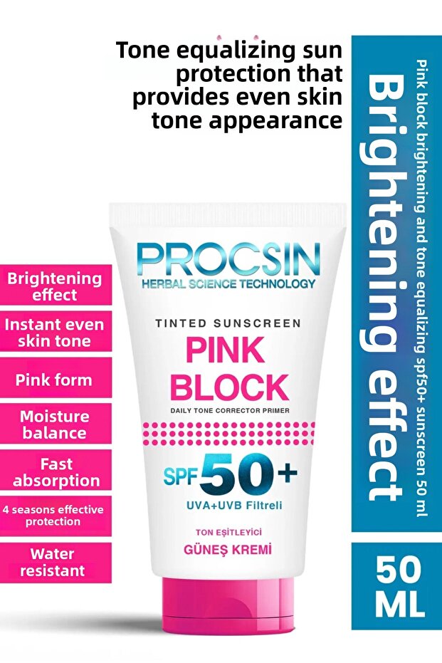 Pink Block Brightening and Tone Equalizing Spf50 Sunscreen 50 ml - 1