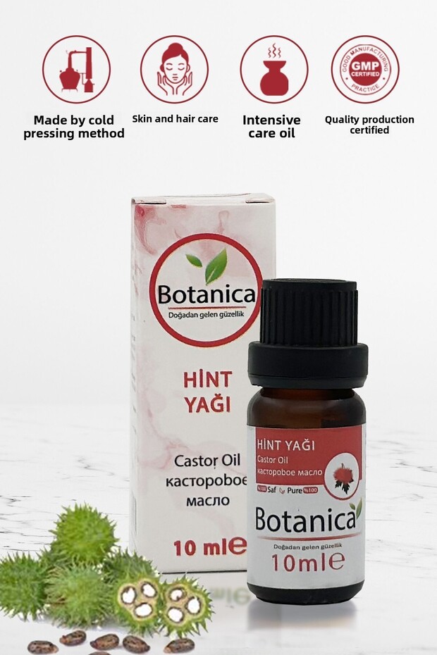 100% Pure Castor Oil Cold Pressed Vegetable Oil Care Oil 10 ml