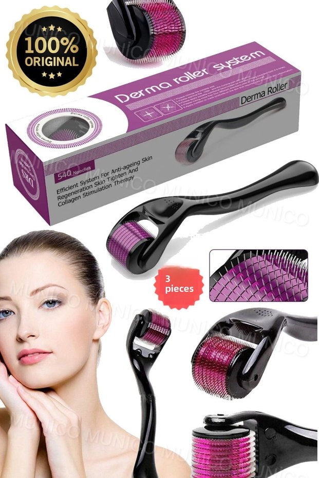 3Pcs Unisex Multi-Purpose Pore Opener with Needle Hair Beard Removal Facial Rejuvenating Roller Needle Storage