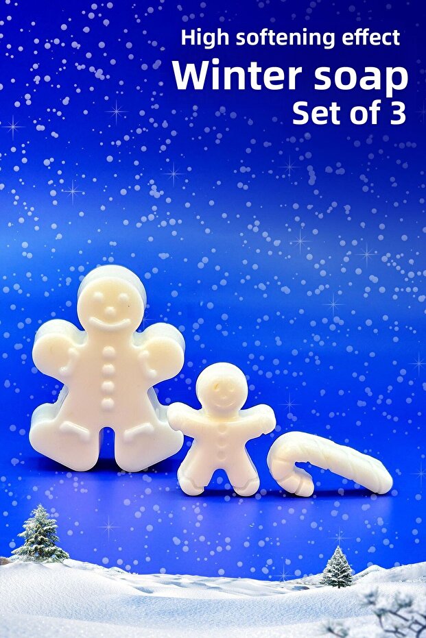 Coconut Scented Snowman Family 3-Piece Soap Set - Decorative Gift