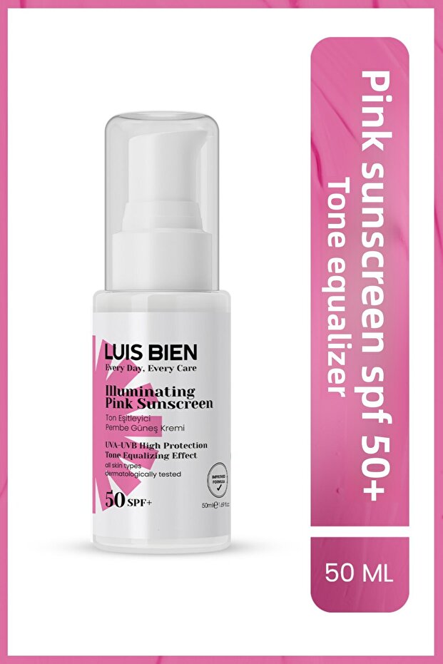 Pink Sunscreen Spf 50+ 50 ml | Color Tone Equalizing, Anti-Blemish & Moisturizing Facial Sunscreen