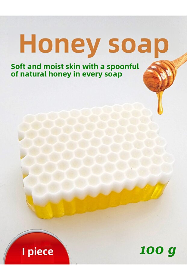 ( 1 Piece ) Handmade Herbal Glycerin Glazed Honeycomb Real Honey Added Soap