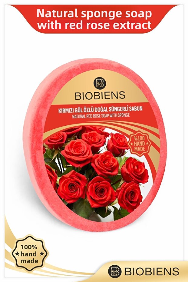 Red Rose Essence Shower and Natural Sponge Soap Special for Skin