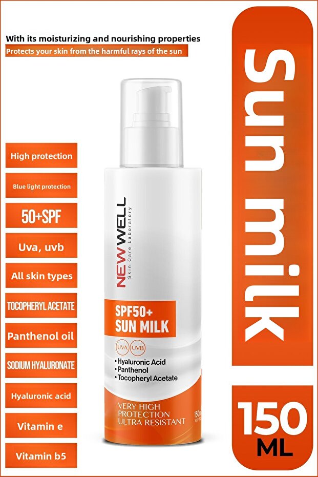 Sunscreen Milk High Protection SPF50+, Hyaluronic Acid 150 ML