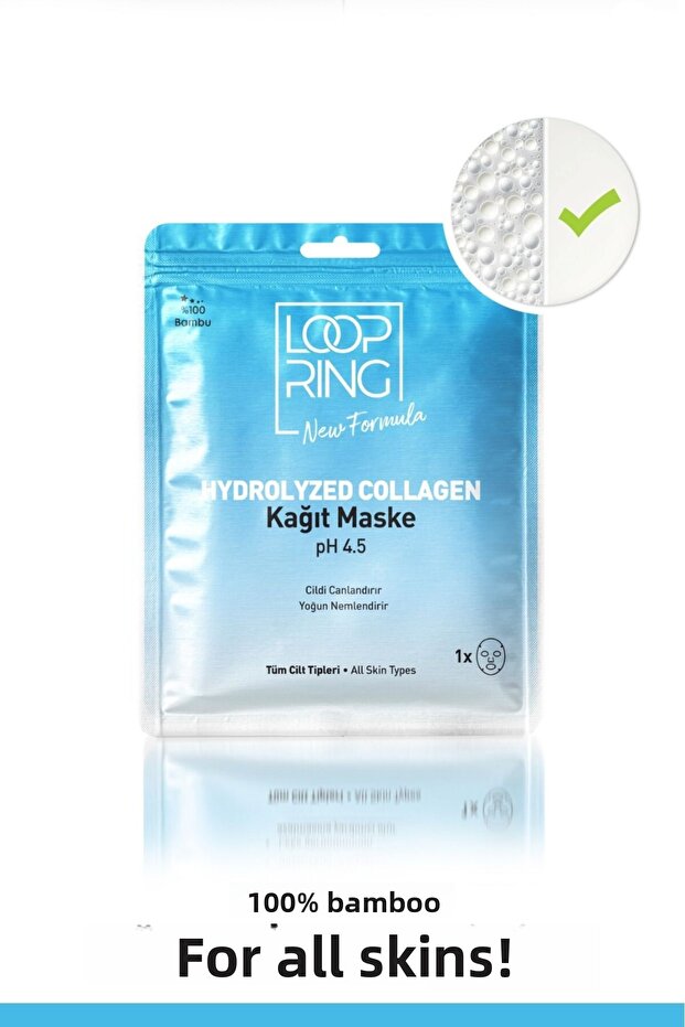 3-Pack Love Skin Love Mask Hydrolyzed Collagen Bamboo Paper Face Mask