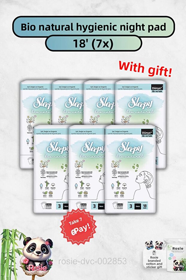 Sanitary Pad Night 18'', Bio Natural Buy 7 Get 6 & Rosie Gift