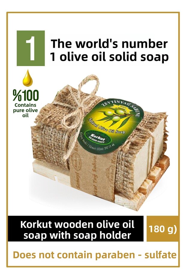Natural Wooden Soap Dispenser Mineral Olive Oil Solid Soap Hand Soap Moisture Balancing 180 gr
