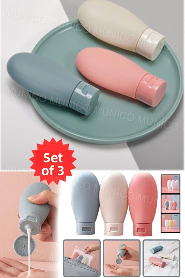 Munico Travel Containers - Μπουκάλια κρέμας και σαμπουάν, Σετ 3 τεμαχίων 60 ML - 6