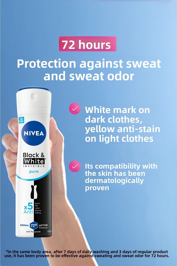 Invisible Black&White Pure Spray Deodorant 150ml Women's 3 Pack - 4