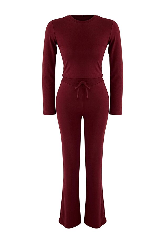 Wardrobe Essentials – Bordo Slim/Vücuda Oturan Örme Alt-Üst Takım | TWOAW26AU00008 - 5