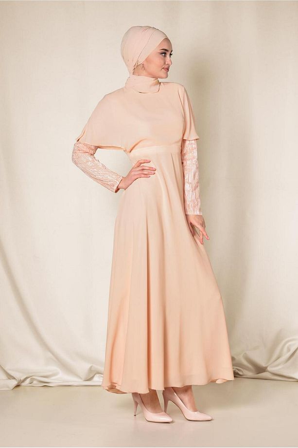 VOLANLI ŞİFON ELBİSE 4927 - 3