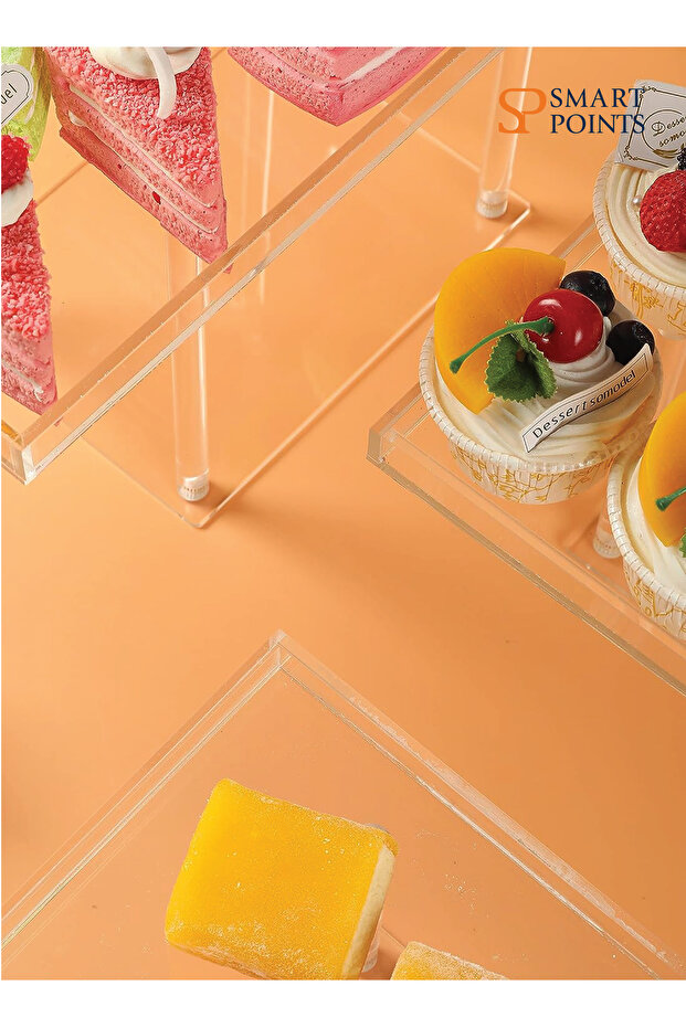مجموعة عرض طاولة الحلوى، 3 قطع، حاملات عرض الحلوى من الأكريليك الشفاف، حاملات البوفيه - 4